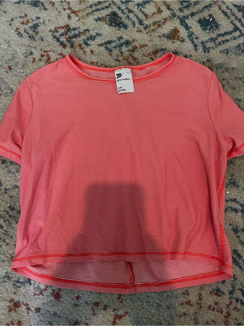 all in motion Coral Pink Striped Short Sleeve Tee